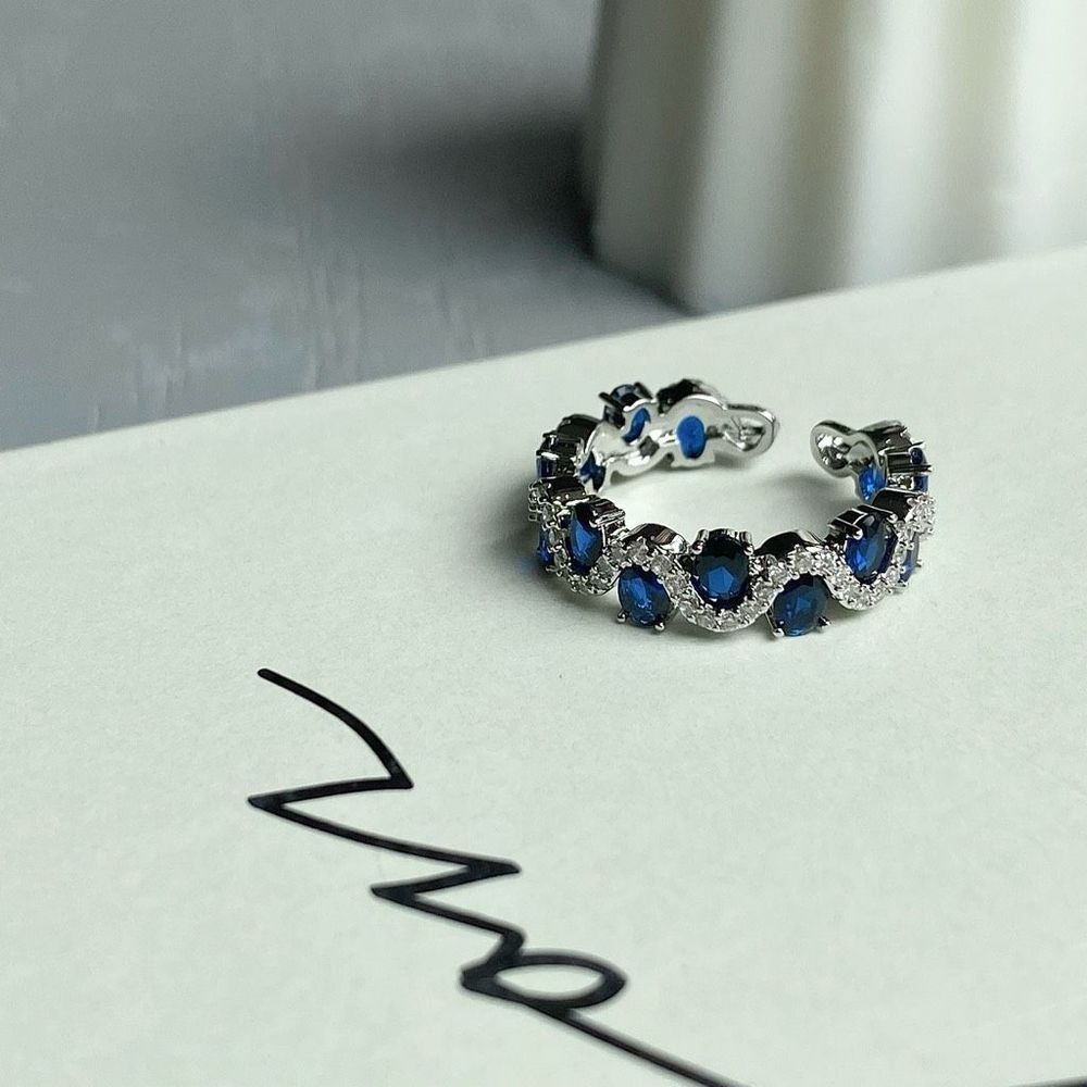 White Gold Plated Lab Sapphire Eternity Band